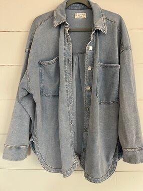 Z Supply Washed Light Blue Denim Shacket